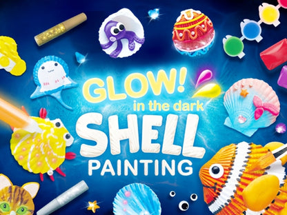 Glow in the Dark Seashell Painting Kit for Kids – 12 Real Sea Shells with Non-Toxic Acrylic Paints & Brushes, Ocean STEM Arts and Crafts for Boys Girls Ages 6-12