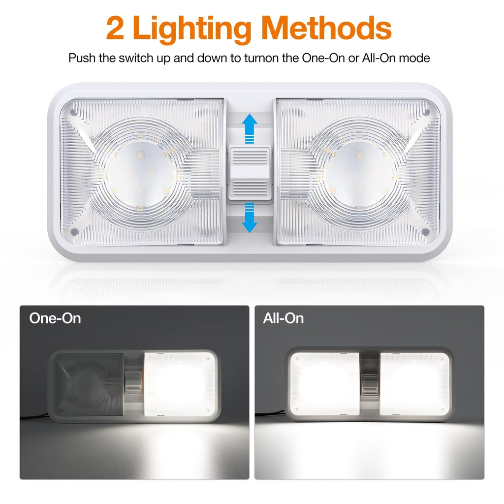 RV Lights Interior, 12 Volt LED Lights 1000LM, Camper Lights 8W, RV LED Lights Interior Fixtures 12V, RV Ceiling Dome Light with Switch for RV/Camper/Trailer/Boat/Car (Natural White, 4Pack).