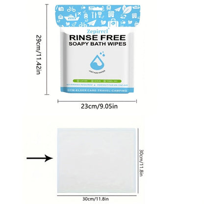 No-Rinse Disposable Bath Wipes 100pcs Large 11.81in - Foaming Body Cleansing Cloths Soap Sheets Just Add Water for Travel Camping Hiking Gym Outdoor Portable Waterless Body Wash