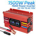 1500W (Peak) Car Power Inverter DC 12V to 110V/120V AC Converter with LCD Display Dual AC Outlets and Dual USB Car Charger for Car Home Laptop Truck Red.