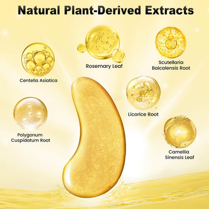 Under Eye Patches 24K Gold 24 Pairs - Collagen Hyaluronic Acid Eye Mask for Fine Lines, Wrinkles, Puffiness & Dark Circles, Korean Skincare Anti-Aging Eye Treatment for All Skin Types