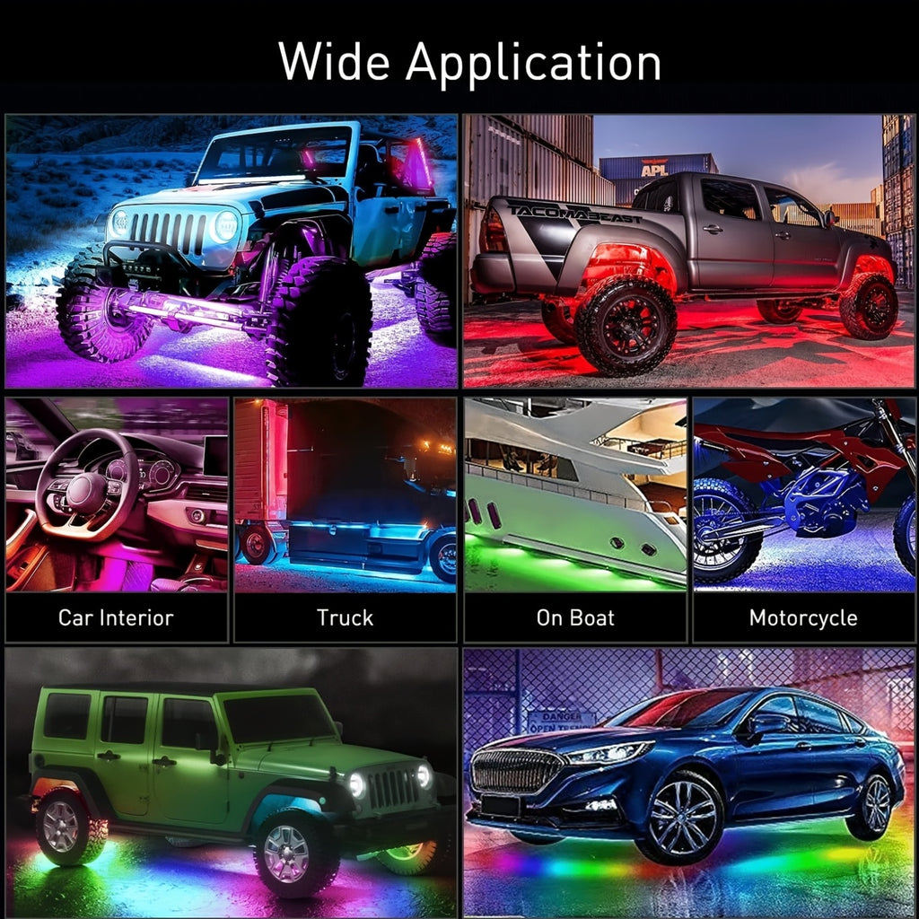 External LED with App Control, Atmosphere Decorative Kit, Multiple Scene Modes, with App Control And Wireless Control, Light, Compatible with Cars, Trucks, Suvs