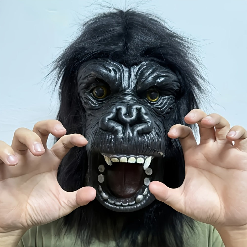 Elephant Monkey Latex Full Head Mask Realistic – Black White Animal Costume Mask for Adults Halloween Costume Parties Cosplay Prank Photo Prop Birthday Gift Durable