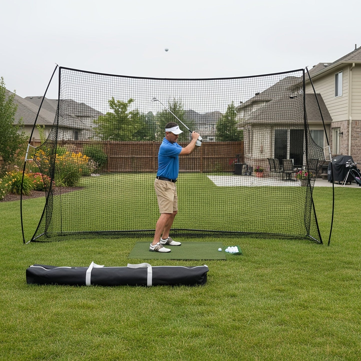 Golf Practice Net with Target & Swing Guide - 7x10 FT & 7x7 FT Driving Range Training Net, Easy Assembly, Indoor Outdoor Use, Professional Golf Training Aid for Backyard Home