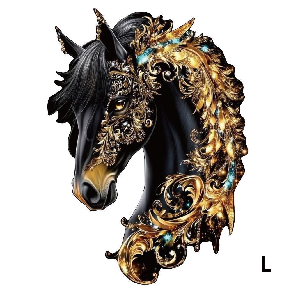 Horse Shape Wooden Puzzle – Mixed Color Animal Silhouette Brain Teaser, 3 Sizes S/M/L, Creative Handmade Wall Decoration, Birthday Christmas Thanksgiving Gift for Kids Teens Horse Lovers