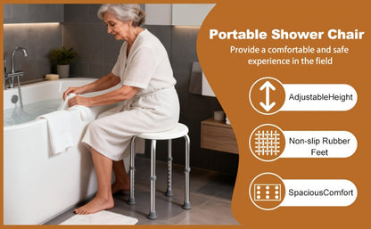 Shower Stool for Inside Shower – Adjustable Height Non-Slip Bath Seat, 300 LBS Capacity, Stable Bathroom Stool for Sitting, Fits Showers & Bathtubs, Lightweight & Easy Assembly