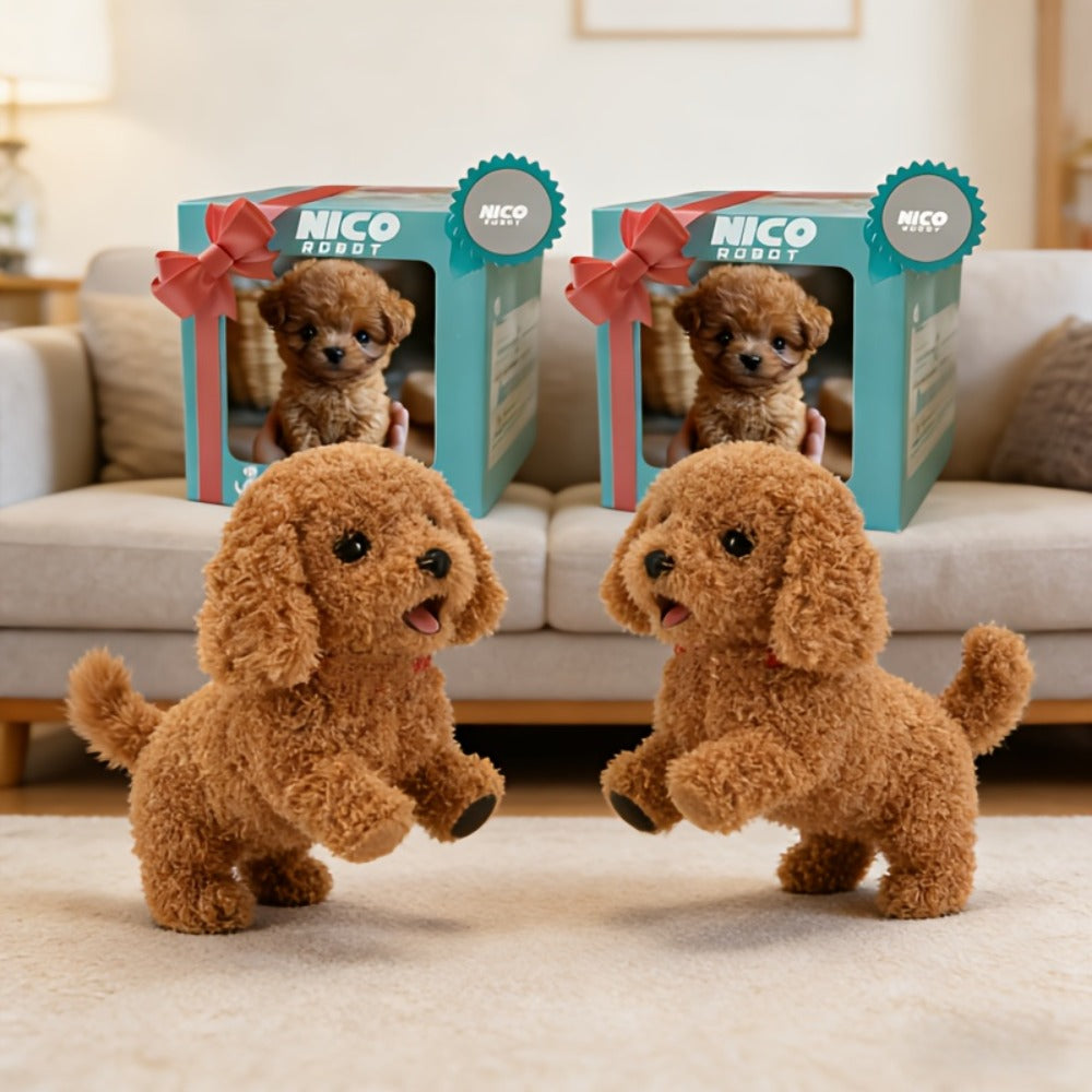 Electronic Plush Puppy Toy That Walks and Barks – Set of 2 Realistic Simulation Dogs with Barking Sound Effects, Soft Slow-Rebound Fur, Safe Interactive Pet Toy for Kids & Dog Lovers