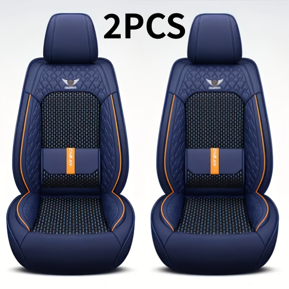 Car Seat Covers Full Set – Faux Leather 5-Seat & 2-Front Options, 3D Diamond Embroidery, Waterproof & Non-Slip for SUVs, Sedans & Trucks