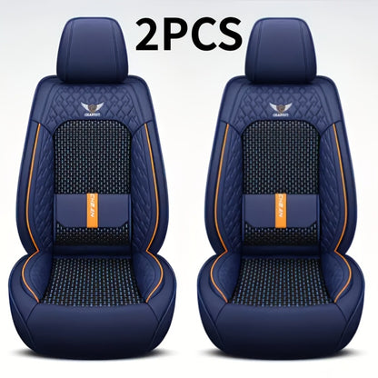 Car Seat Covers Full Set – Faux Leather 5-Seat & 2-Front Options, 3D Diamond Embroidery, Waterproof & Non-Slip for SUVs, Sedans & Trucks