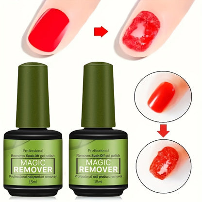Gel Nail Polish Remover 3pcs Set – Soak Off Gel Nails, Nail Glue & Acrylic Nails in 2-3 Minutes | Fast Gentle Formula for Home DIY & Salon Use | Nail Care Kit for Women & Men