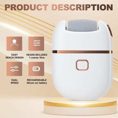 Electric Callus Remover Rechargeable Foot Grinder with 3 Replacement Heads 2 Speed Settings IPX5 Waterproof USB Charging Portable Pedicure Tool for Cracked Heels Dead Skin Women Men
