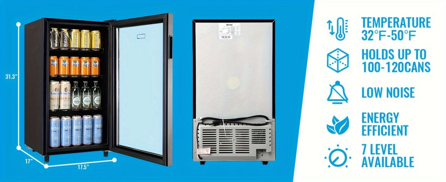 Beverage Refrigerator with Glass Door – Mini Fridge 2.0/3.5/4.0 Cu Ft, LED Lights, Adjustable Shelves, R600a Cooling for Beer, Wine & Drinks, Home, Office & Bar