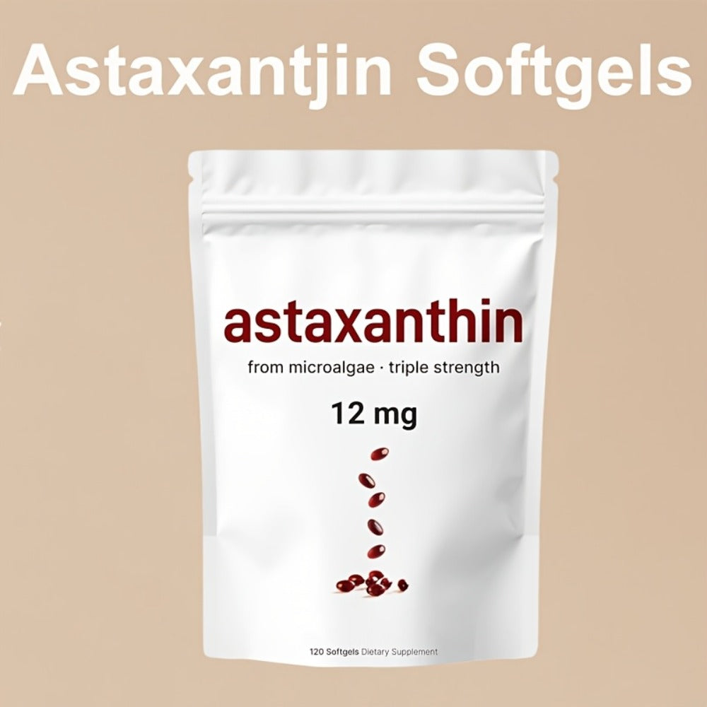 Astaxanthin 12mg Softgels 3-Pack 120ct 4-Month Supply — Triple Strength Natural Microalgae Antioxidant for Skin Glow Eye Health Immune Joint Support Anti-Aging Men Women