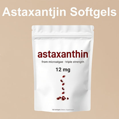 Astaxanthin 12mg Softgels 3-Pack 120ct 4-Month Supply — Triple Strength Natural Microalgae Antioxidant for Skin Glow Eye Health Immune Joint Support Anti-Aging Men Women
