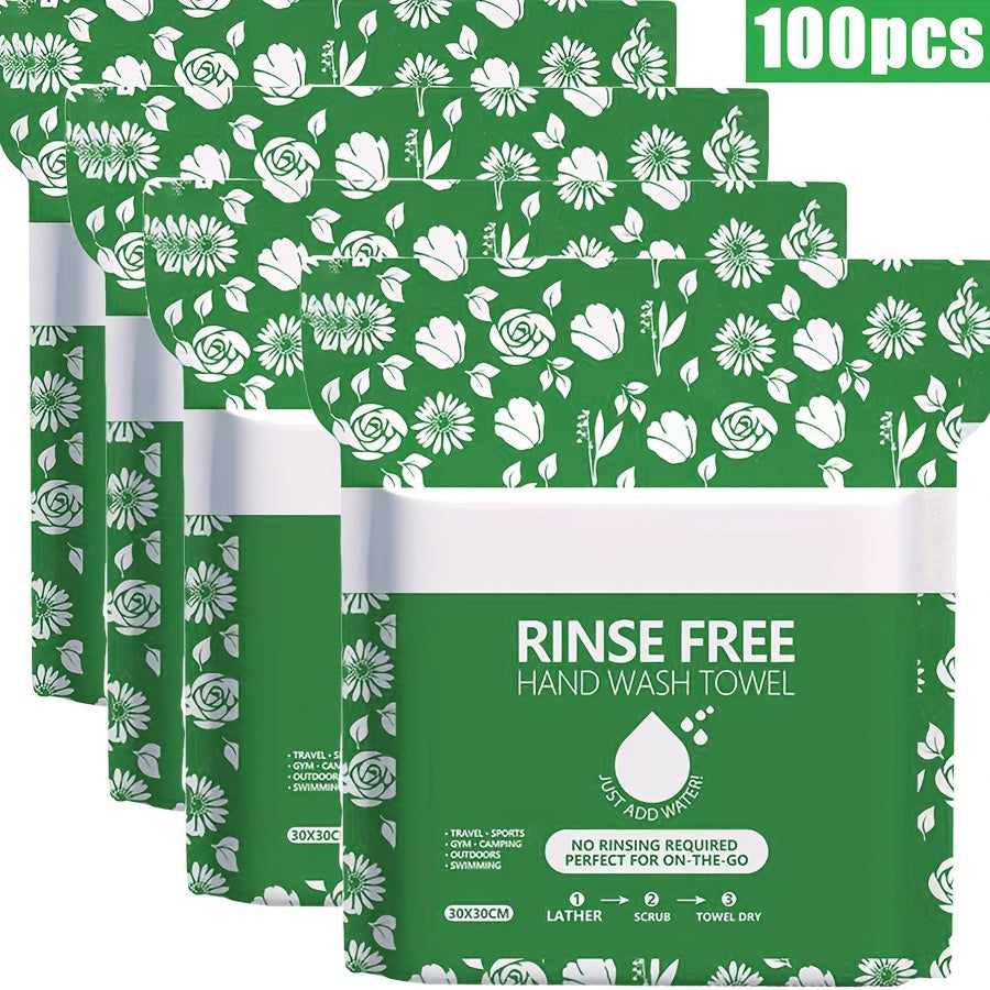 Disposable No-Rinse Foaming Bath Towels - Large 11.81" Body Wipes, Wet & Wipe Cleansing Cloths for Elderly Care, Camping, Post-Surgery, Fitness & Travel, Bulk 50/100/200 Pack, No Shower Needed