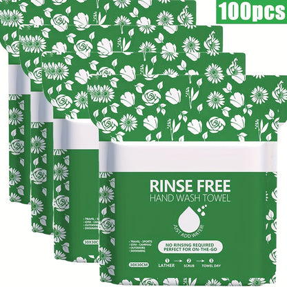 Disposable No-Rinse Foaming Bath Towels - Large 11.81" Body Wipes, Wet & Wipe Cleansing Cloths for Elderly Care, Camping, Post-Surgery, Fitness & Travel, Bulk 50/100/200 Pack, No Shower Needed