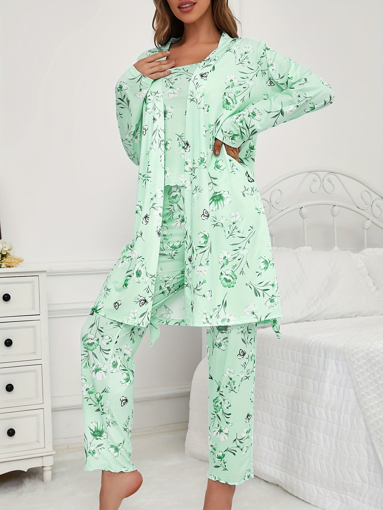 Unisex Pajama Set - Floral Graphic Style 50789