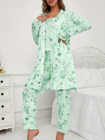 Unisex Pajama Set - Floral Graphic Style 50789