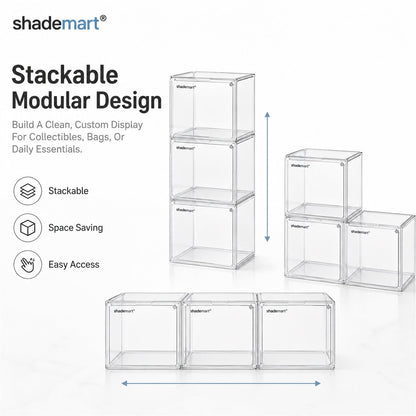 Clear Display Case Set of 3 – Dustproof Transparent Storage Box Organizer for Collectibles, Car Models, Action Figures & Show Display | Collector Display Cases for Adults & Kids