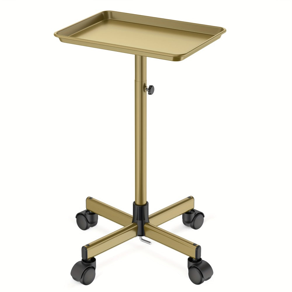 6-Color Premium Aluminum Salon Rolling Tray on Wheels — Adjustable Height Hairdresser Cart, Tattoo Tray, Spa Service Trolley for Nail Tech, Barber & Beauty Studio