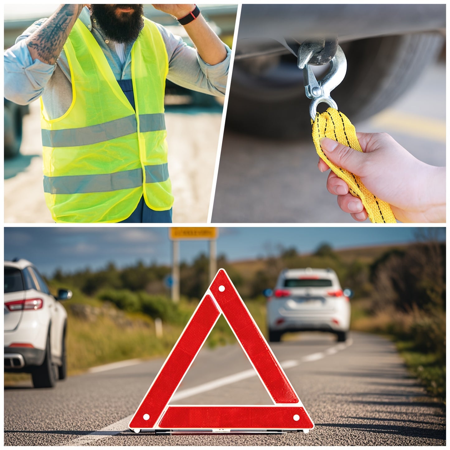 [Holiday Gift] FCLUSLL Car Safety Roadside Kit, Including Car Emergency Jumper, Towing Rope And Multifunctional Shovel, Car Emergency Kit, Holiday Gift for Family And Friends