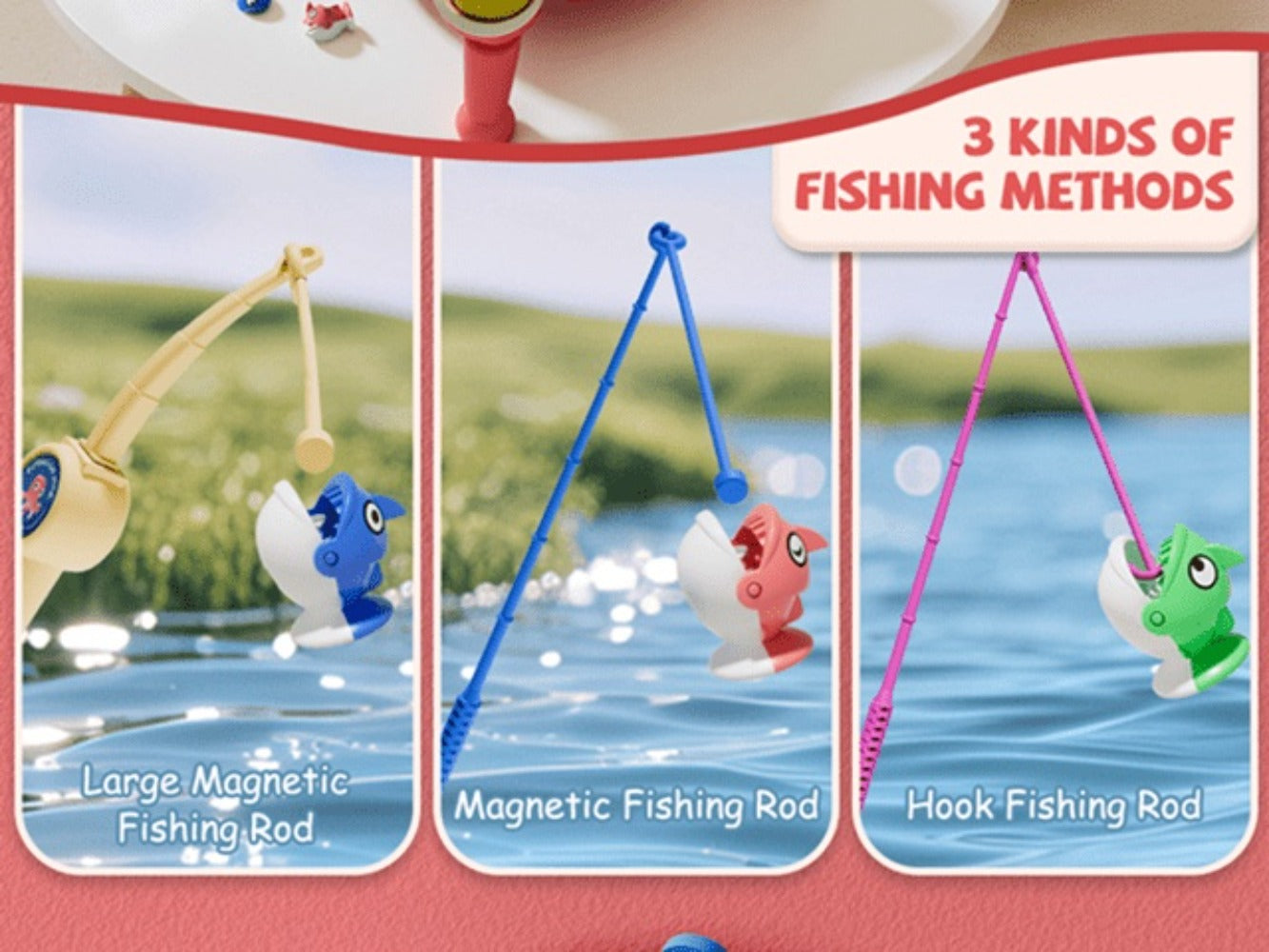 Magnetic Fishing Game for Kids 66 Pieces – Ocean Fishing Toy Set with Rods for Toddlers Ages 3 4 5 6, 1-8 Players, Birthday Gift for Boys & Girls