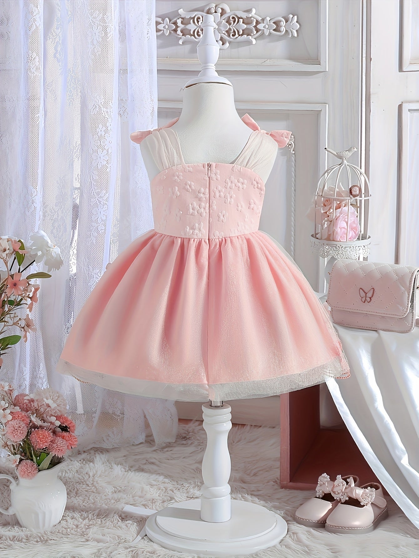 Girls' Bow Detail Dress - Summer