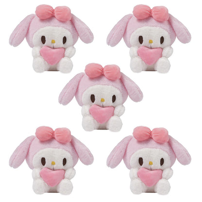 Kawaii Plush Set 5pcs Holding Hearts – Hello Kitty Kuromi My Melody Jade Gui Dog Sanrio Stuffed Animals, Room Decor Birthday Christmas Valentine Holiday Gift for Girls Teens Fans