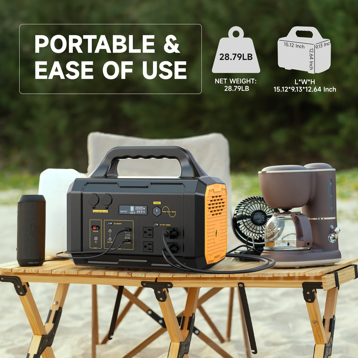 300W/1000W Portable Power Station, 299Wh/1024Wh Solar Generator with AC Qutlet/2 DC Ports/3 USB Ports Backup Battery/Power Supply for Qutdoor Trip RV Camping Emergency Survival Gear Travel Hunting Fishing Emergency (Excluding Solar Panels)