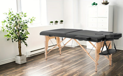 2-Fold Portable Massage Table with Face Cradle & Carrying Bag — Adjustable Height PU Leather Lash Bed for Spa, Tattoo, Esthetician & Home Use, 6 Colors, 2 Sizes