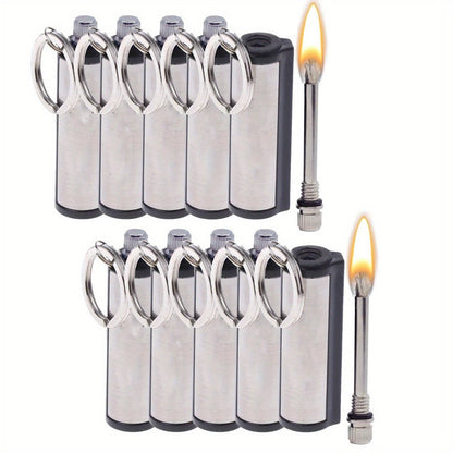 Metal Match Kerosene Lighter 10pcs, Emergency Survival Matches Multi-Functional Keychain Fire Starter for Outdoor Camping Hiking Survival Gear, Windproof Reusable Fire Starting Tools – No Lighter Fuel Included