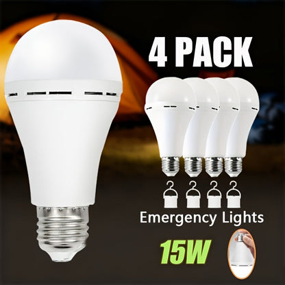 Emergency Light Bulb for Power Outages 2000mAh Rechargeable LED 6000K with Backup Battery – Auto-On Failure Detection, Hangable Emergency Lighting for Home Camping Power Failure, 4 8 12 Pack
