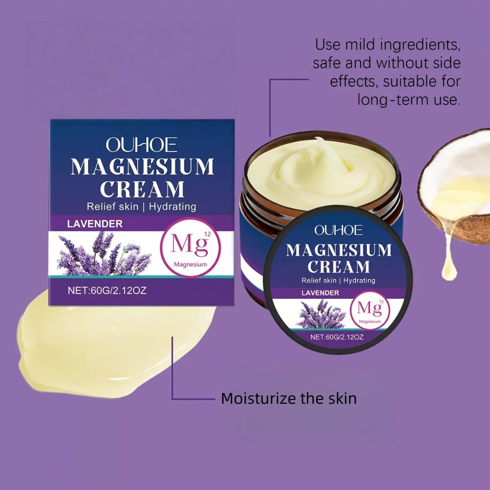 Magnesium Lavender Body Cream BOGO Buy One Get One Free - Plant Squalane Muscle Relief Massage Lotion Long-Lasting Hydration for Athletes Seniors Daily Moisturizer