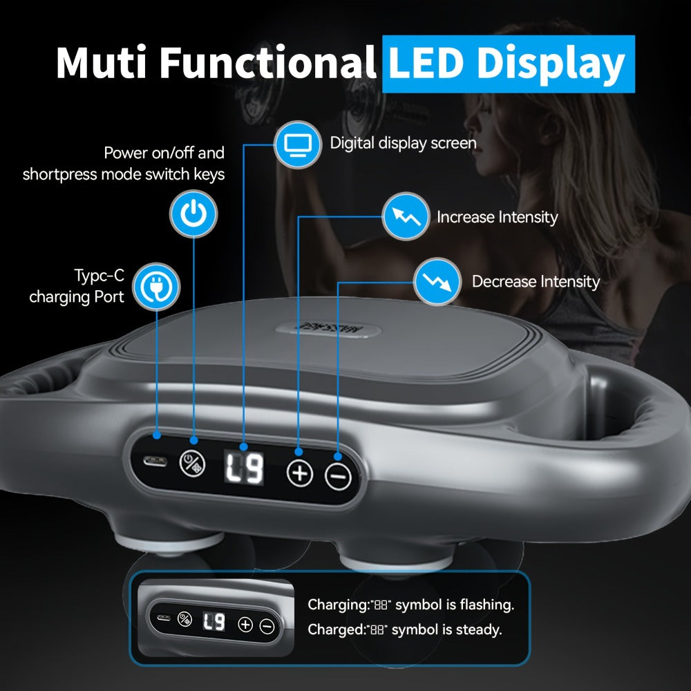 Tapping Massage Gun with 6 Interchangeable Heads – USB Rechargeable Handheld Deep Tissue Vibration Massager for Back, Neck, Shoulders, Legs & Full Body Muscle Relaxation, Professional Home Massager