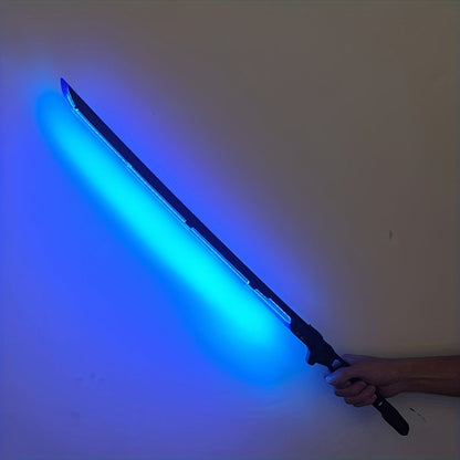 LED Cyberpunk Katana Prop 80cm Acrylic Luminous – 1:1 Scale Sci-Fi Glowing Sword for Cosplay Halloween Masquerade Party Display Collectible Blunt Safe Red Orange Green