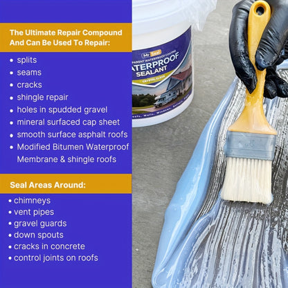 RV Waterproof Sealant 4.41LB – Flexible Clear Roof & Gutter Sealant Covers 160 Sq Ft | Multi-Surface Water-Based Coating for RV, Home & Outdoor Use | Includes Brush