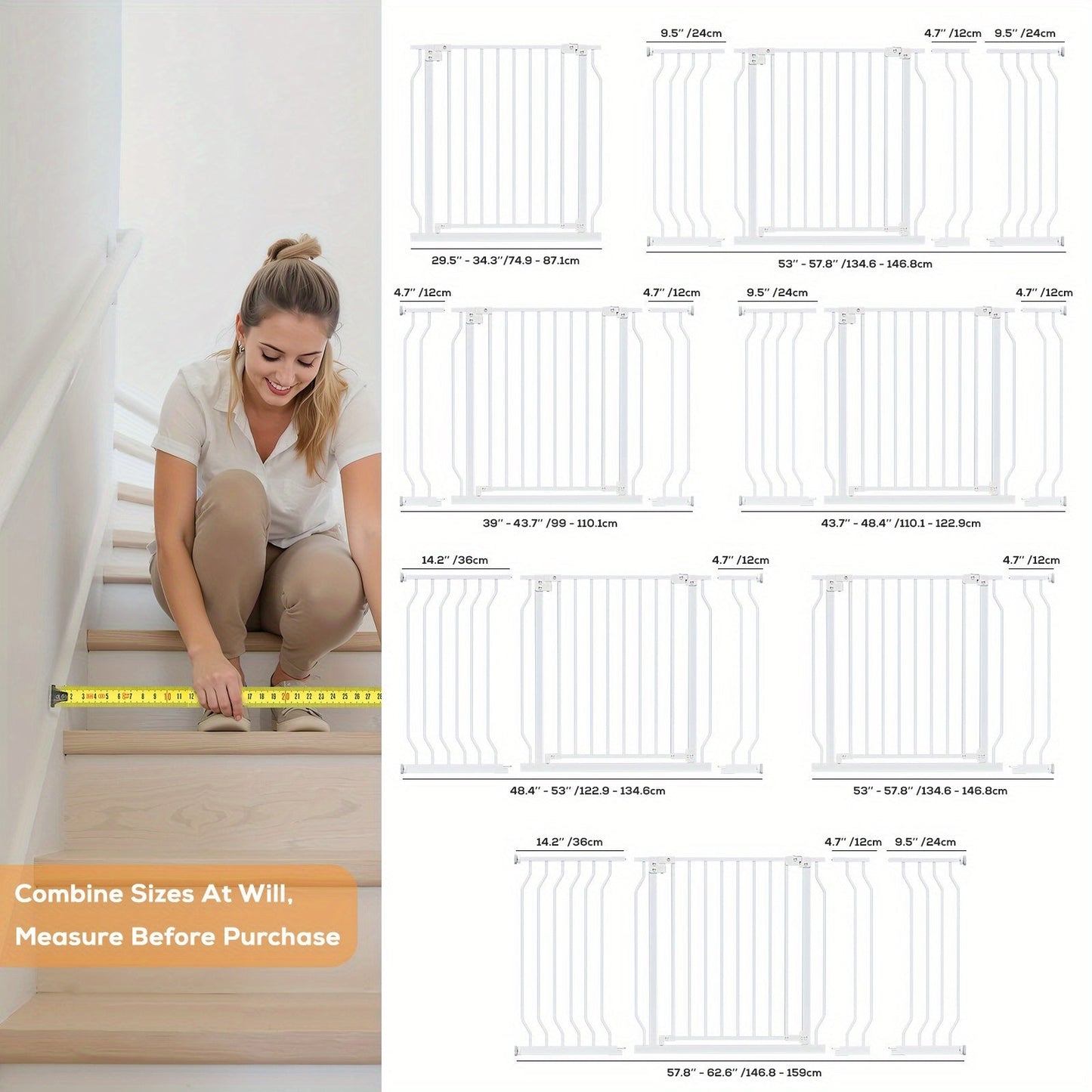 Baby Safety Gate - 5-62 Stairs Height Auto