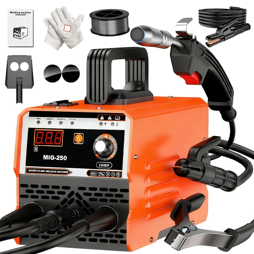 MIG Welder 3-in-1 Welding Machine 110V 105A Gasless MIG Stick ARC Portable Welder Kit with Rubber Case – Complete Starter Set with Welding Wire Rods Mask Gloves for Beginners Home Industrial Repair