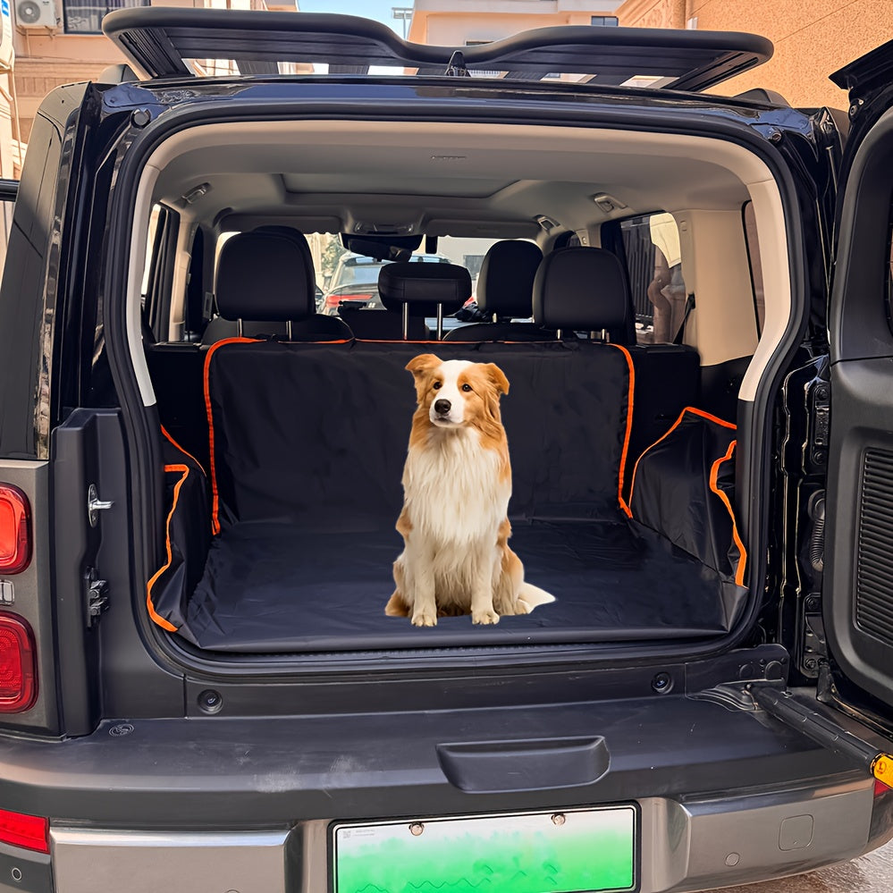 Car Trunk Mat with Orange Embellishment-durable Pet Seat Cover, Suitable for Cars, SUVs And Trucks-preventing Dirt, Spills And Scratches, Pet Car Accessories | Vibrant Accent Design | Protective Car Carpet