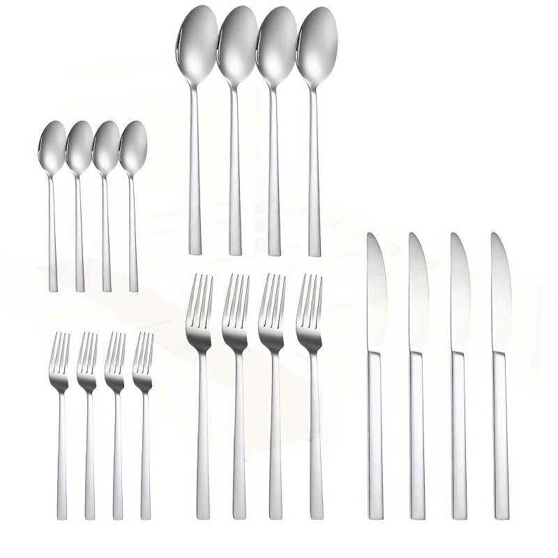 Stainless Steel Camping Cutlery Set 20 Piece – Portable Outdoor Tableware Kit with Knife Fork Spoon, Lightweight 304 Stainless Steel Utensils for Camping, Hiking, Travel & Outdoor Enthusiasts
