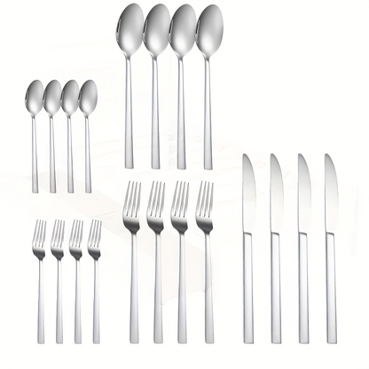 Stainless Steel Camping Cutlery Set 20 Piece – Portable Outdoor Tableware Kit with Knife Fork Spoon, Lightweight 304 Stainless Steel Utensils for Camping, Hiking, Travel & Outdoor Enthusiasts