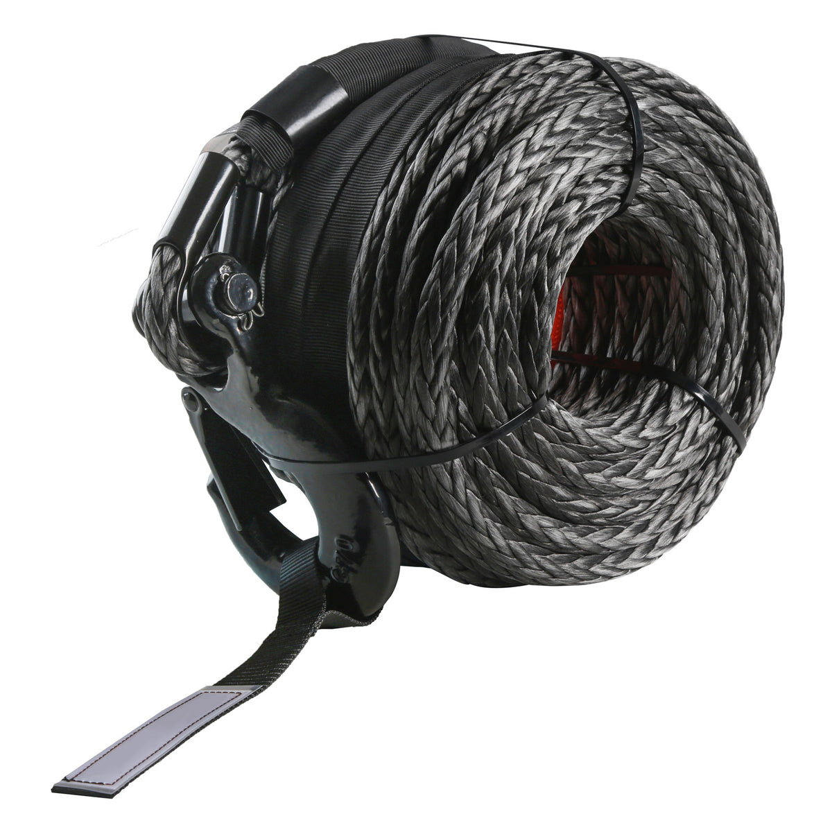 VEVOR Synthetic Winch Rope, 3/8 Inch x 85 Feet 26,500 lbs Synthetic Winch Line Cable Rope with Protective Sleeve + Forged Winch Hook + Pull Strap, Universal Fit for SUV, Large Off-Road Vehicle, Truck