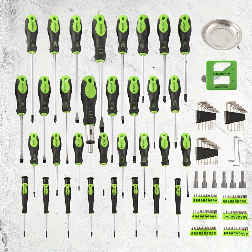 Magnetic Screwdriver Set 100/118/126-Piece – Insulated Chrome Vanadium Bits with Ratchet, Precision & Torx Drivers, Non-Slip Handles, Organized Storage Case for Electronics, Auto & DIY Repair