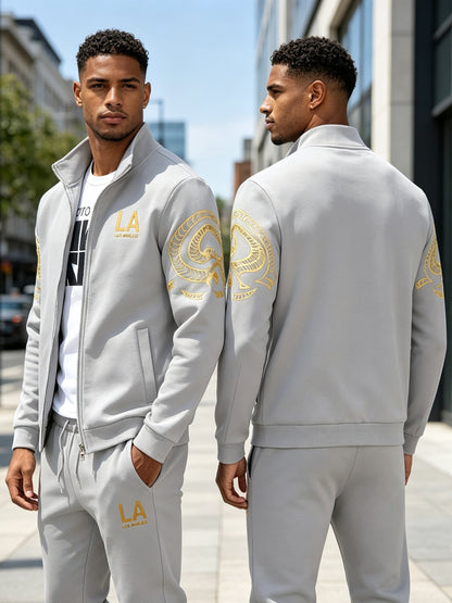 Men's Tracksuit Jacket and Pants Set - Striped Everyday Style