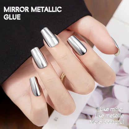 Mirror Metallic Nail Art Gel XEIJAYI Electroplating Bottle - High-Density Edge Painting Floral Color Platinum Shiny Silver Finish, Strong Durable Long-Lasting Salon & DIY Nail Art Polish for Women