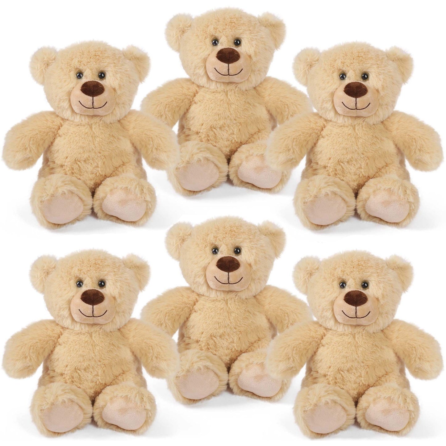 Teddy Bear Stuffed Animals Bulk 6 Pack 8 Inch – Soft Plush Bear Toys for Kids Boys Girls, Party Favors Classroom Prizes Carnival Rewards, Christmas Birthday Baby Shower Gifts, Dark & Light Brown Mixed