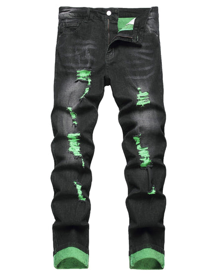Women's Mid-Rise Jeans - Black Distressed Stretch