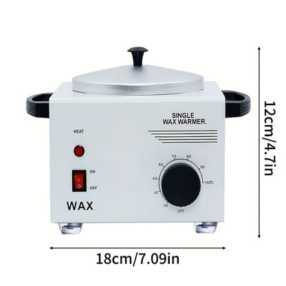 Electric Wax Warmer Kit Adjustable Temperature 0-100°C Aluminum Pot Anti-Scald — Professional Hair Removal Wax Heater Machine for Body Legs Arms Face, SPA Salon Home Use, White & Black