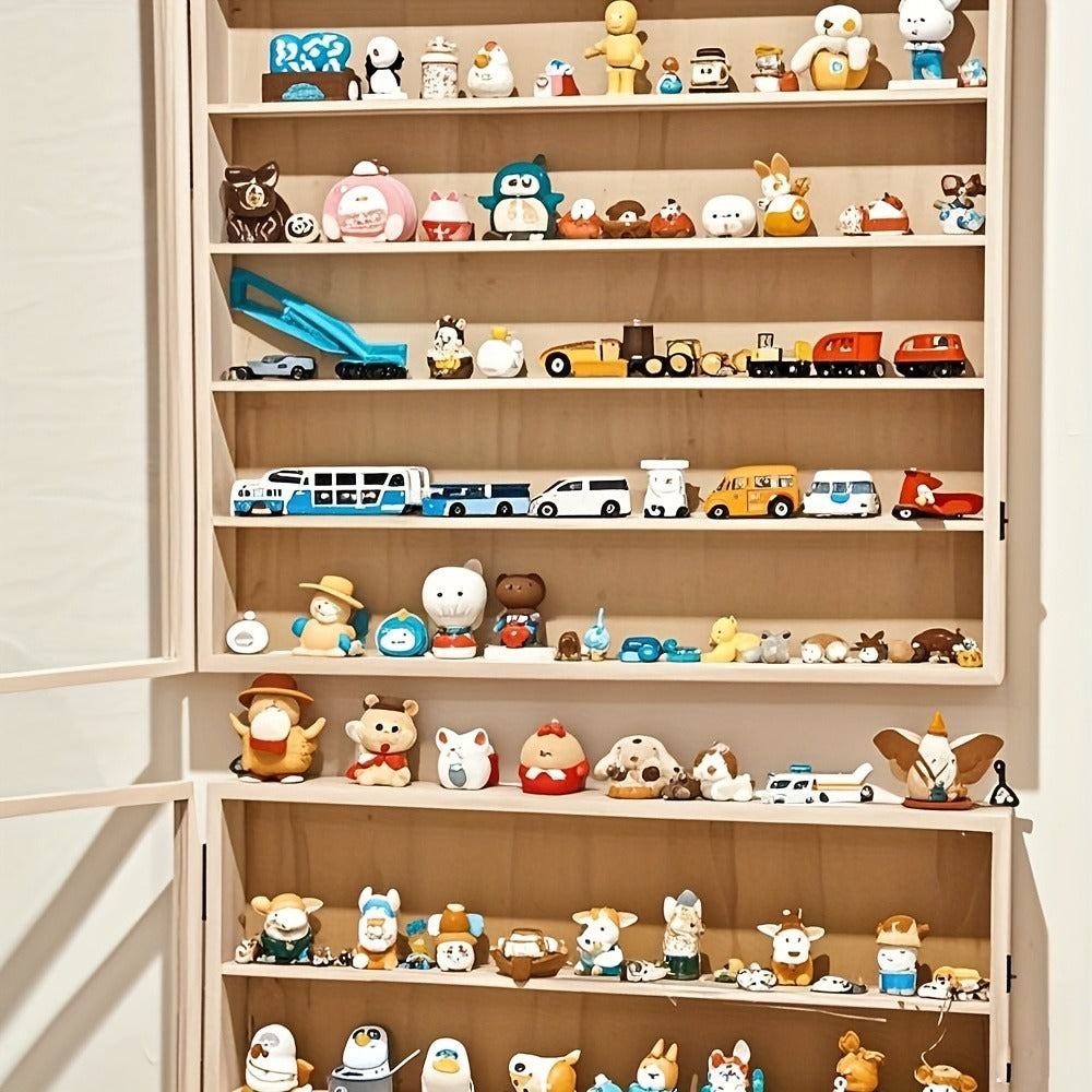 Action Figure Display Case 6-Layer Solid Wood – Wall Mounted or Floor Standing Acrylic Transparent Cabinet for Funko Pop Anime Figures Dolls Collectibles, Space Saving Shelf Room Decor