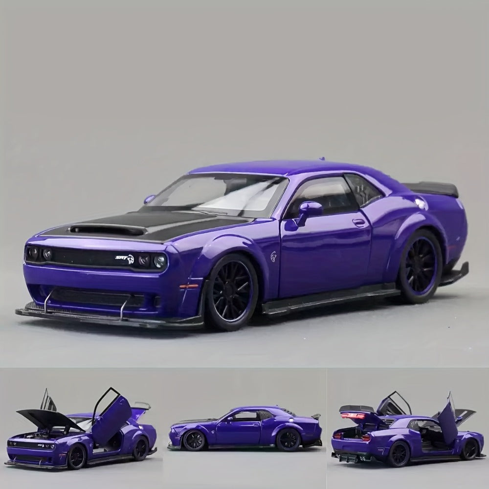 Dodge Hellcat Diecast Car Model 1:32 Scale Alloy Replica with Display Base | Openable Doors, Collectible Mini Vehicle | Birthday Christmas Gift for Car Lovers